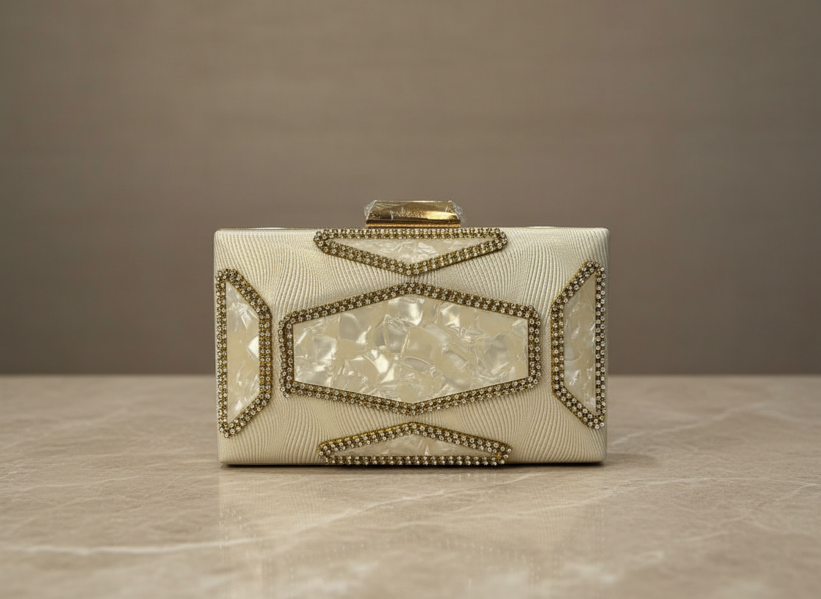 Ivory Crystal Elegance Clutch