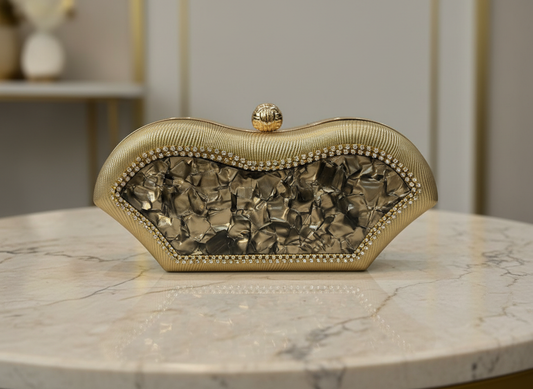 Crushed Gold Statement Clutch