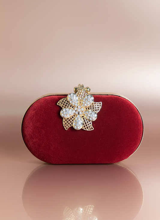 Red Velvet Crystal Clutch