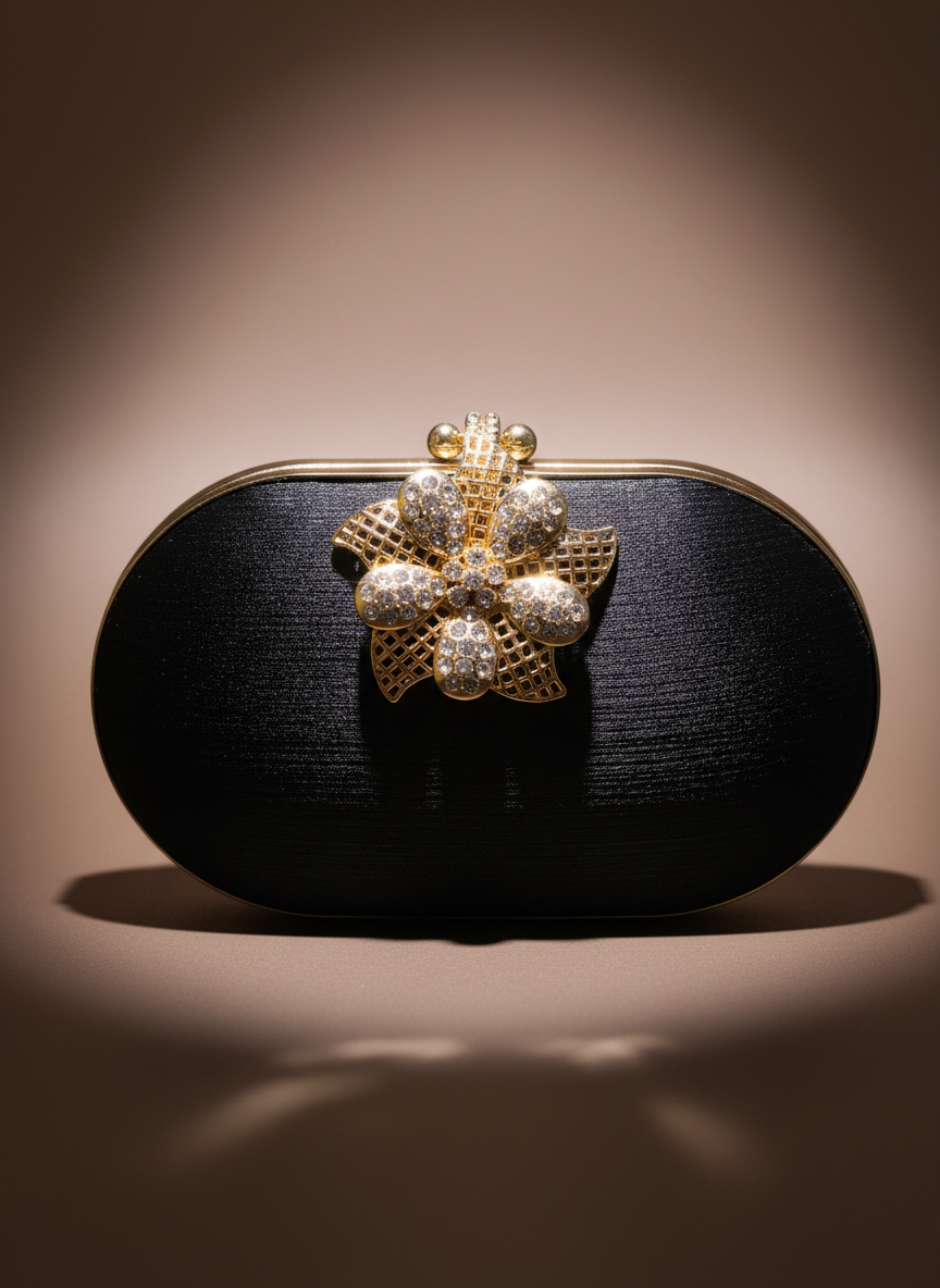 Black Velvet Crystal Clutch