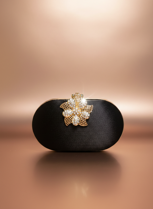 Black Velvet Crystal Clutch