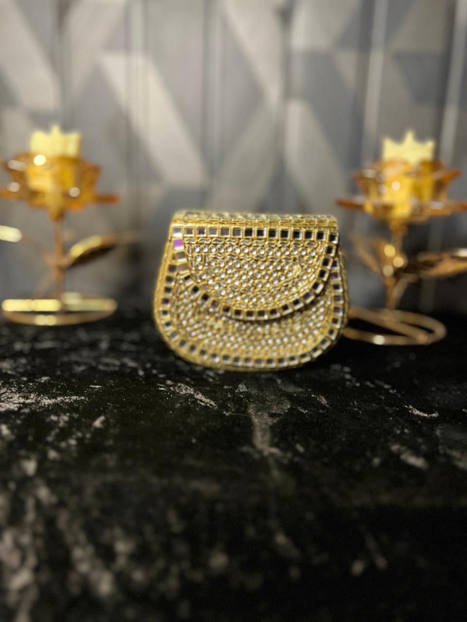 Kundan Round Rectangular Clutch