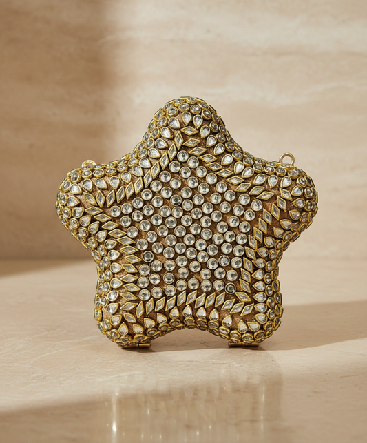 Golden Star Kundan Embellished Clutch